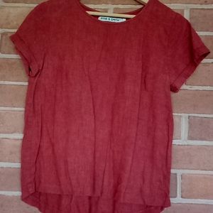 Pyne And Smith Clothiers linen blouse in a Tomato Red